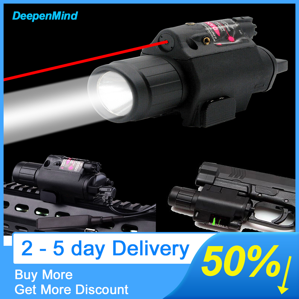 Tactical Red Laser Sight LED Flashlight Combo for 11-20mm Picatinny Weaver Rail 
