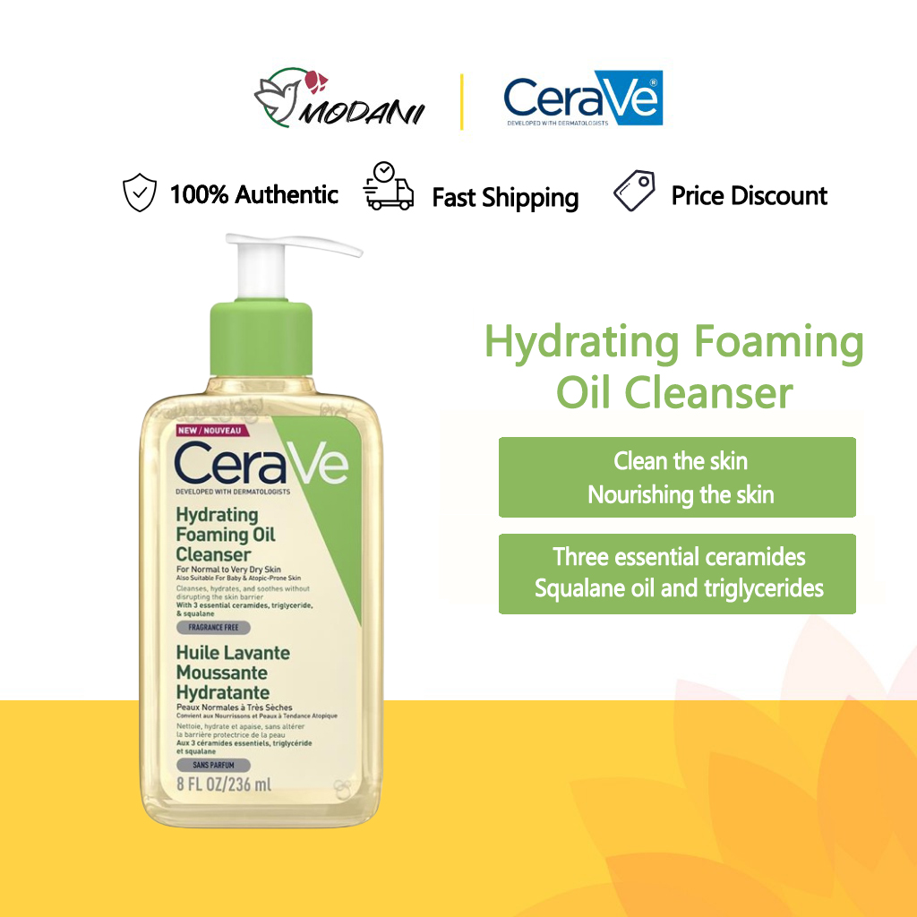 CeraVe Hydrating Foaming Oil Facial Cleanser, Dry Skin Face, 41% OFF