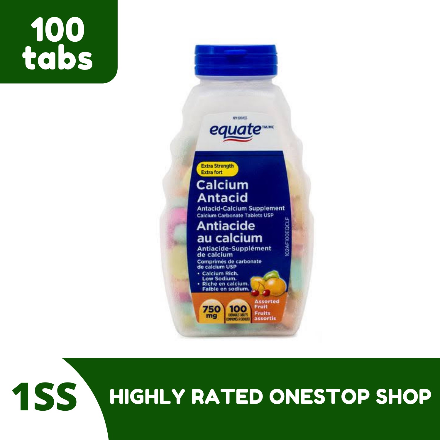 Equate Extra Strength Calcium Antacid Assorted Fruit, AntacidCalcium