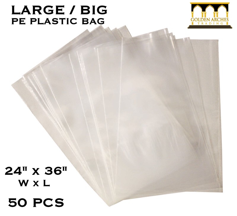LARGE PE Clear Plastic Bag 24 inches x 36 inches (50 PCS) for Frozen ...