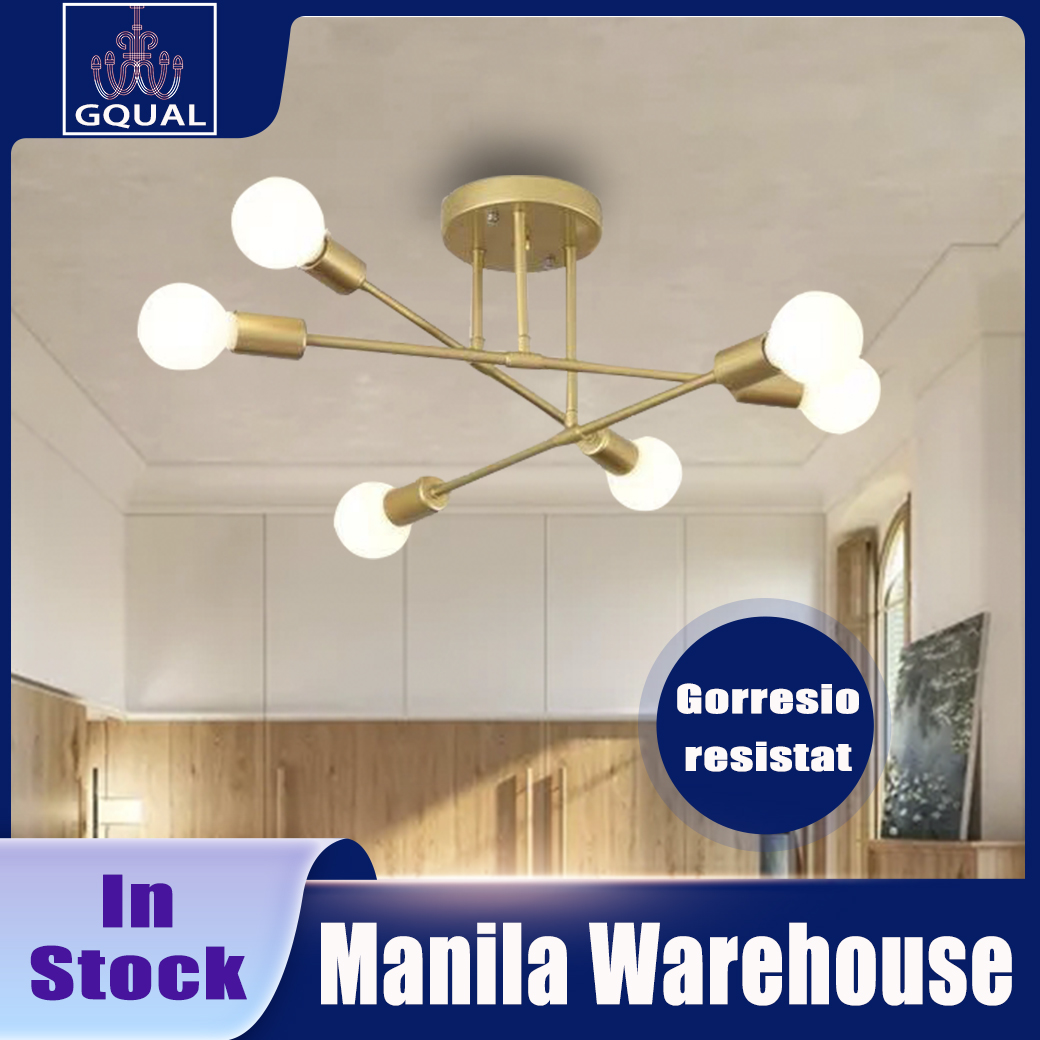 1 Pcs 6 Heads Wrought Iron Ceiling Lamp Personality Chandelier Modern