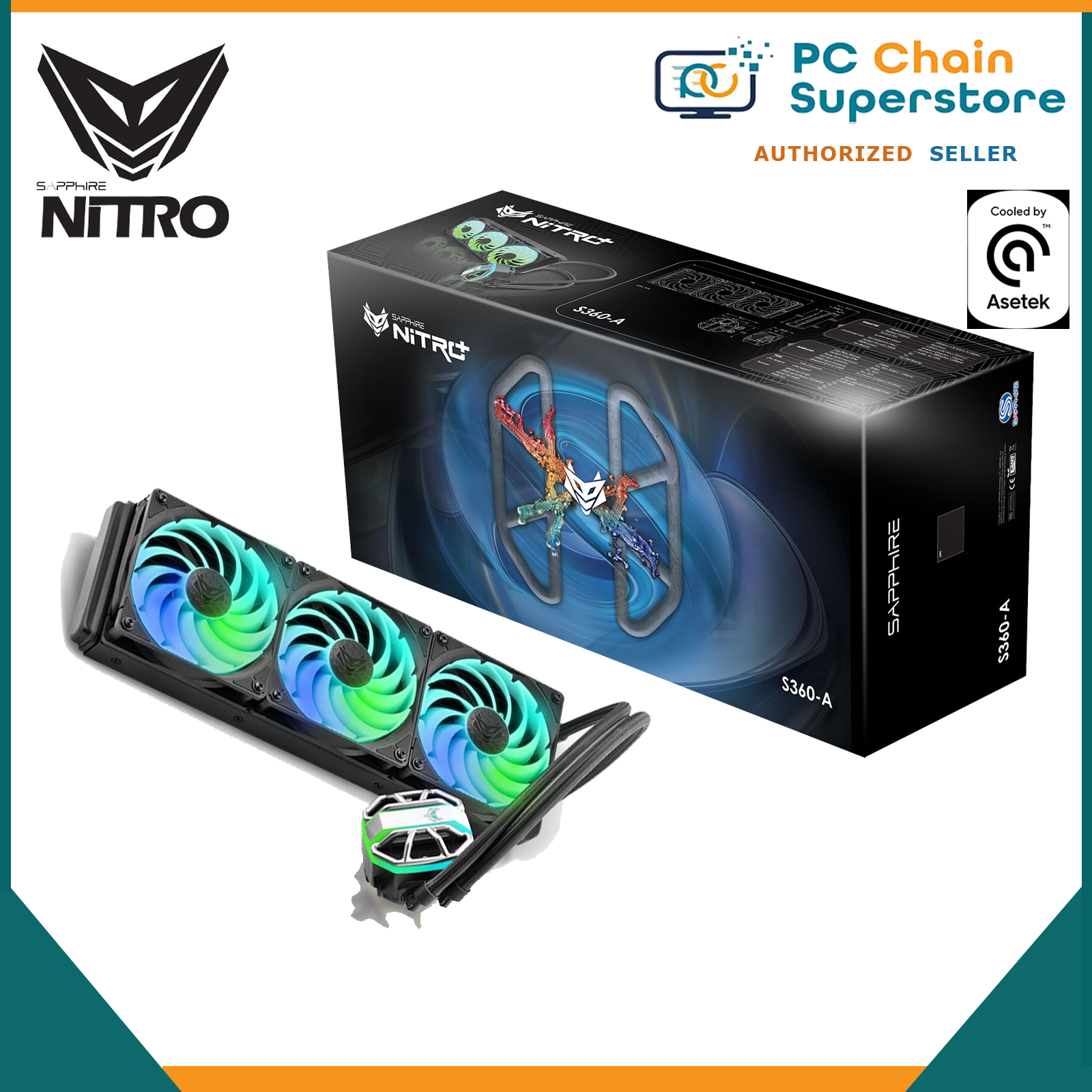 Sapphire Nitro+ S360-A ARGB AIO Liquid CPU Cooler - Hybrid Fan 