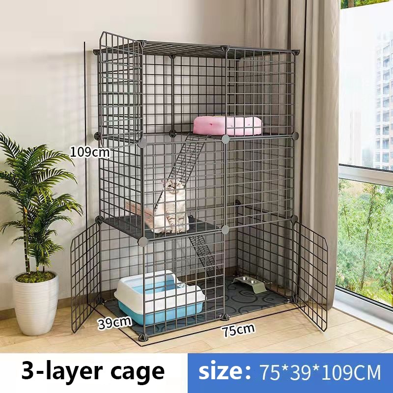 DIY 3Tier Cat Cage Stackable Pet Dog Cat Rabbit 4 Layer Cage Easy
