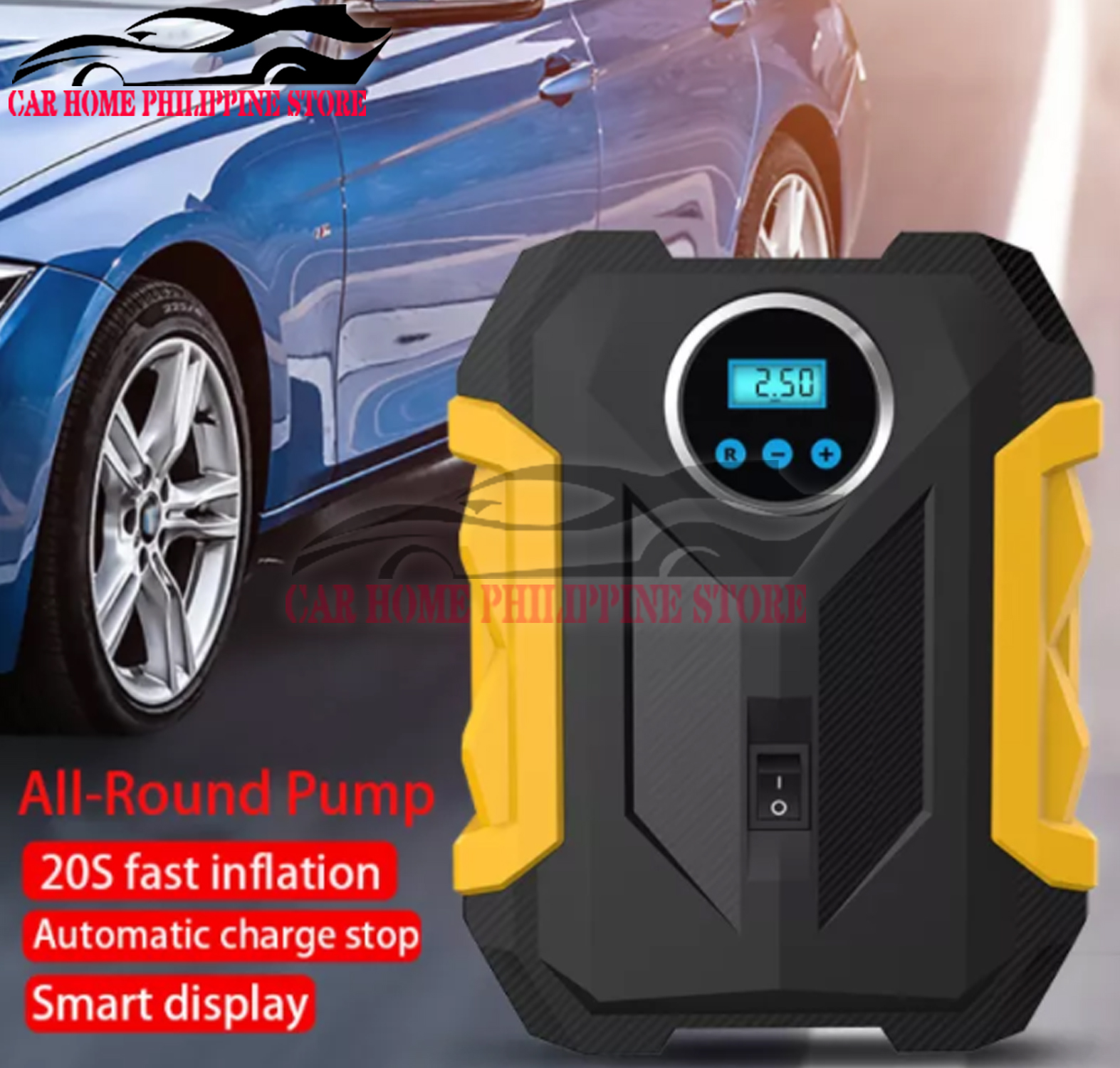 Loacal Stock]Carsun Car Air Pump with LED light Digital Tire Inflator  Portable Air Compressor Inflatable Pump Digital Car Tire Inflator For  Motorcycle Bicycle