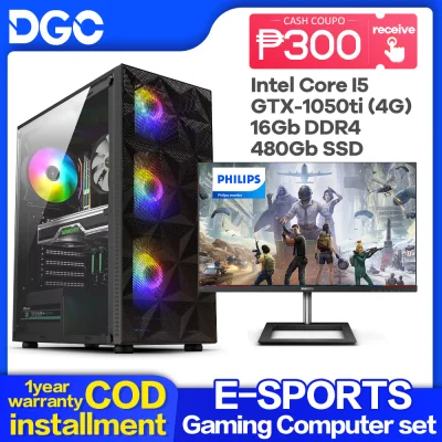 〖Brand New〗Games Desktop computer set High configuration Designer drawing computer full set Intel Core I5 6400T 2.2GHZ main frequency GTX-1050ti 4G GPU Graphice card 16G DDR4 Memory 480G SSD 24inch Monitor PUBG E-sports Computer for Gaming PC Full Set