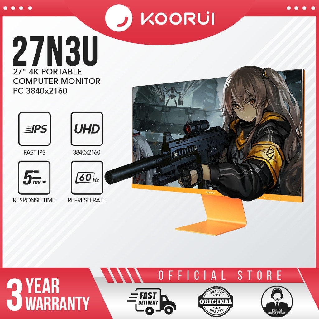 Koorui 27E2Q Portable PINK Monitor 27 Inch Computer Gaming Qhd 2k