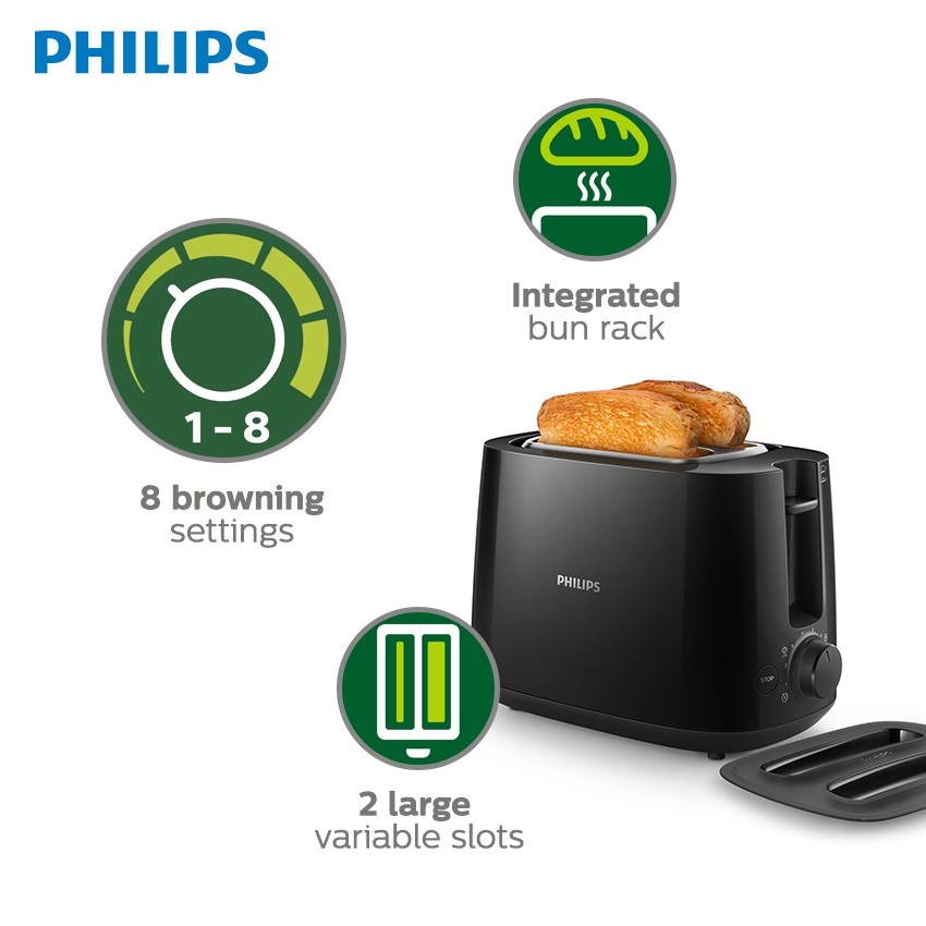 Philips HD2582 Daily Two Large Variable Slot Toaster With Integrated