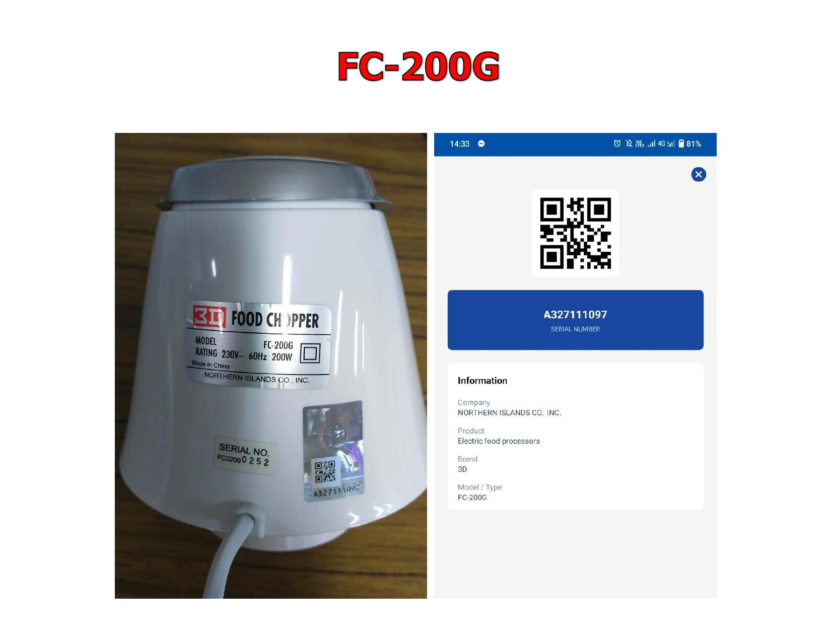 3D FC-200G 2-in1 Food chopper and ice crusher - Ansons