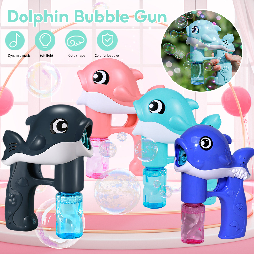 Bubble Gun Blower for Kids, Non-Toxic Leak-Resistant Easy Refill Dolphin  Bubble Blaster Toy with Soap Solution, Bubble in Minutes, Perfect for