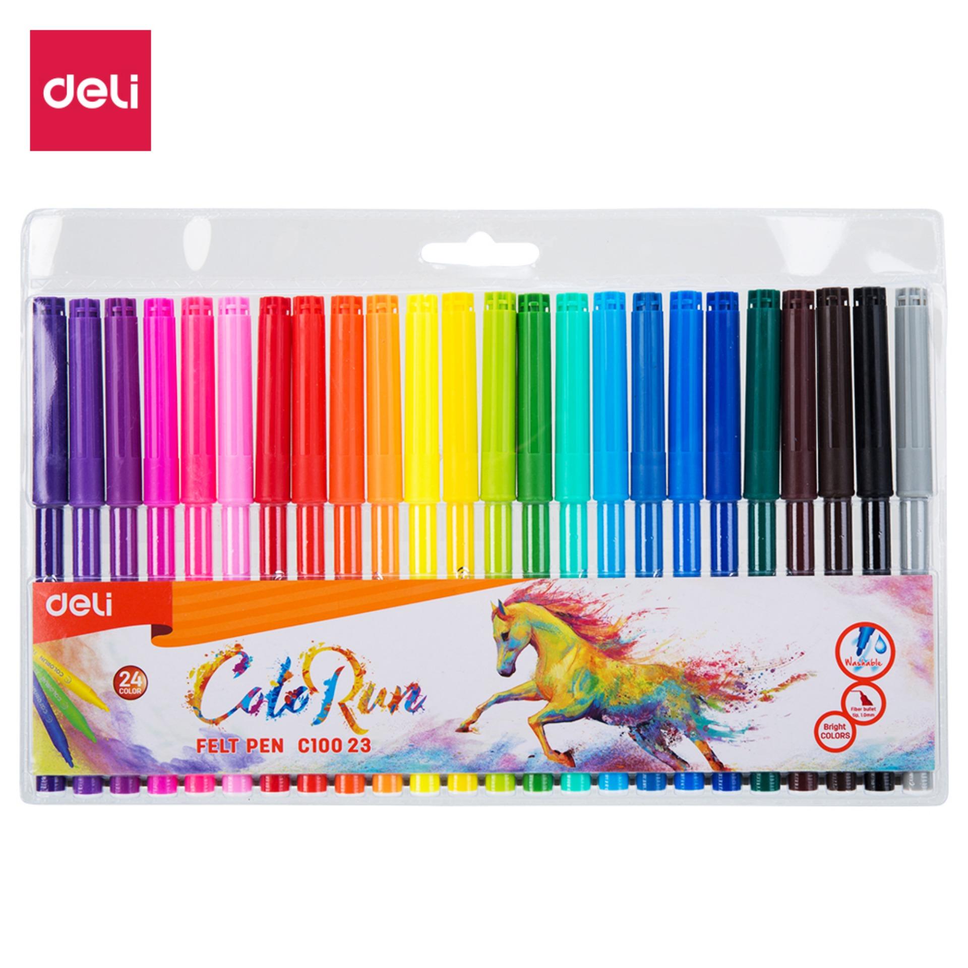 Deli 12/24 Colors Watercolor Pen Good Felt Tip Pen Drawing Children DI –  AOOKMIYA