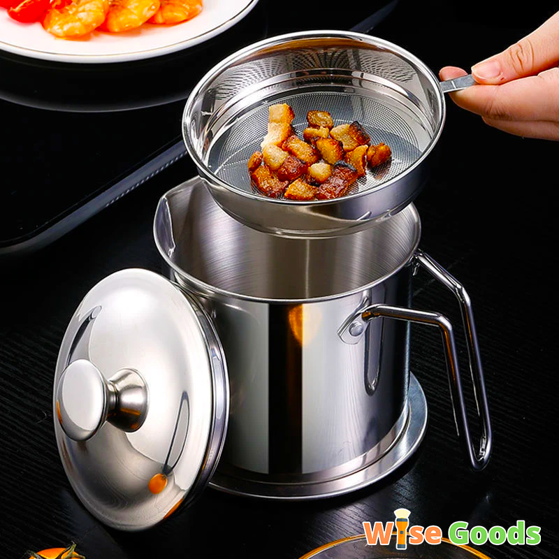 Stainless Steel Bacon Grease Container with Mesh Strainer Screen,1.2L/5  Cups Cooking Oil Keeper Storage Can for Kitchen - Yahoo Shopping