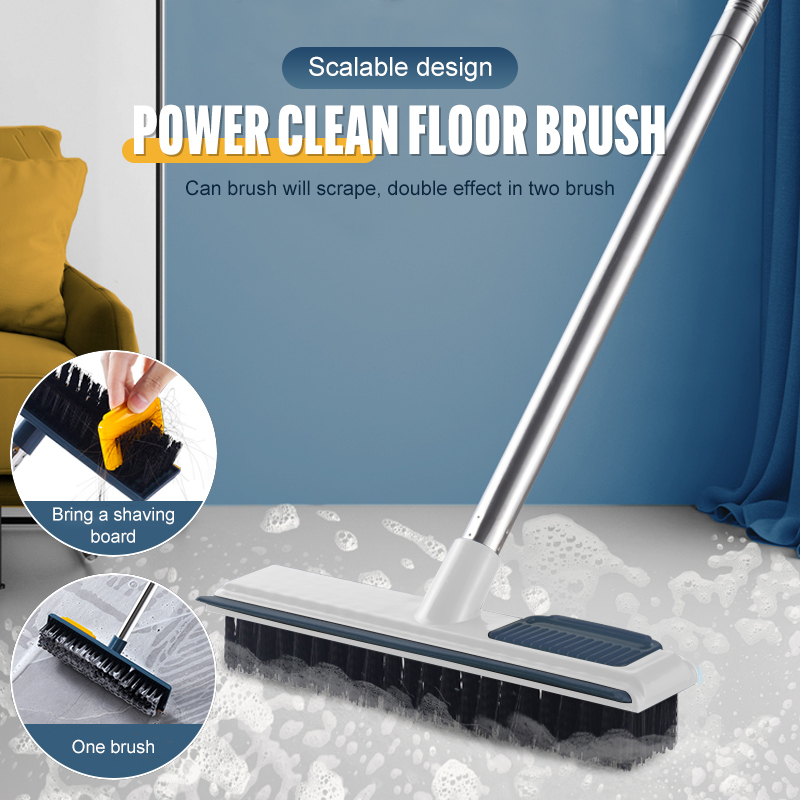 2 In 1 Removable Cleaning Brush Long Handle Floor Scrub Brush Universal  Magic Broom Brush Squeegee Tile Kitchen Cleaning Tools