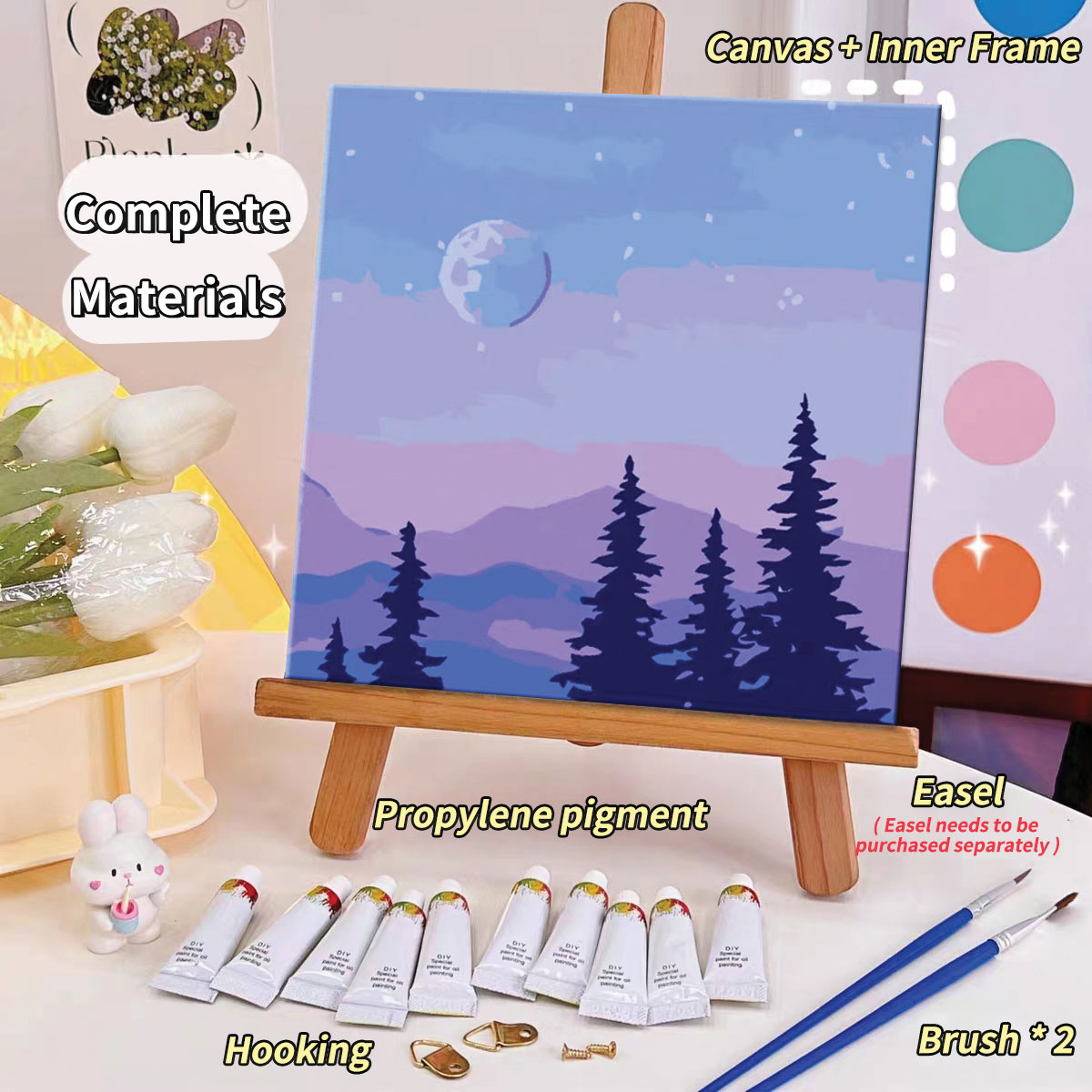 Digital Oil Paint By Numbers 20*20cm, DIY Digital Oil Painting Set with ...