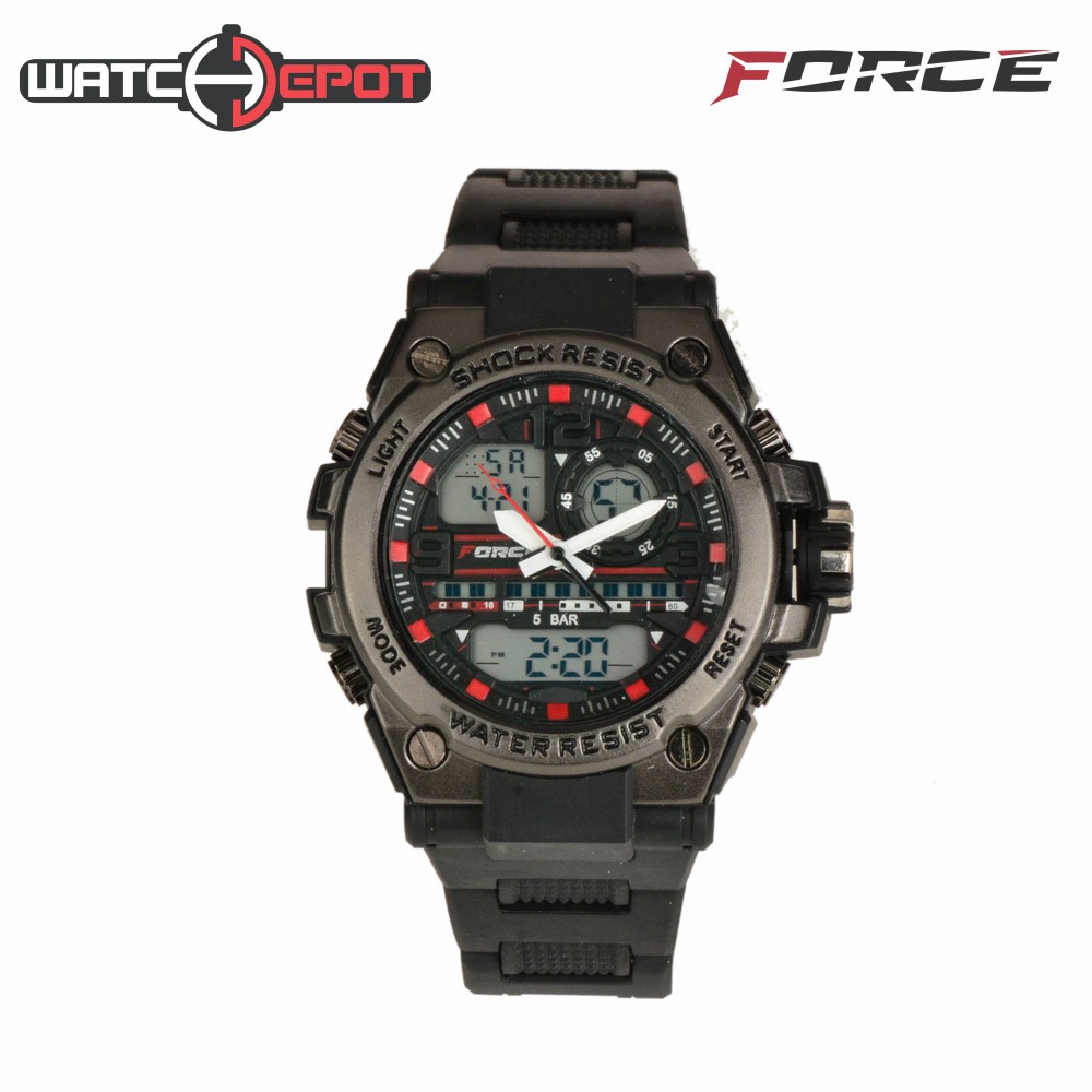 Force Mens Rubber Sports Watch 3278ME (Black/Red) Lazada PH