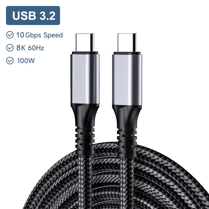 Cnagain thunderbolt 4 video 8k 60hz 5k usb4 cable type c usb c pd 240w pd100w cable fast charge 40gbps data transfer nylon cable for macbook air pro m1 m2 2020