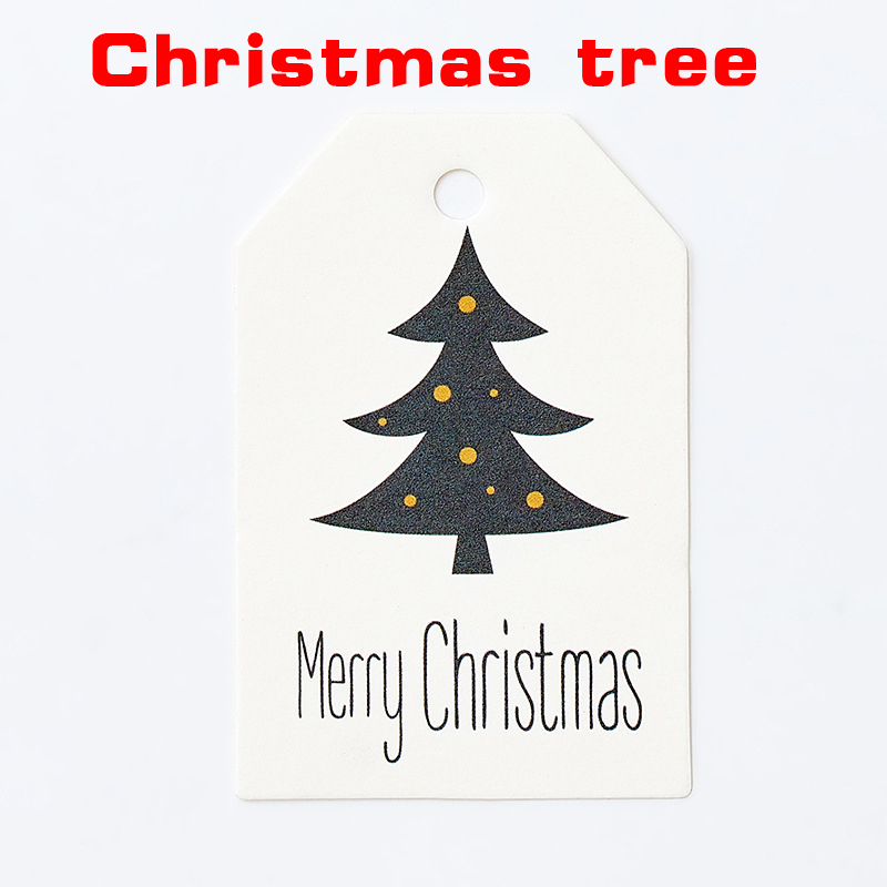 exix 50PCS Gift Wrapping DIY Kraft Tags Merry Christmas Labels Paper Hang Tags Paper Cards Santa Claus Xmas Party Supplies