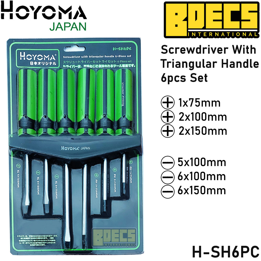 Hoyoma Japan Screwdriver Set 6pcs Triangular Handle Heavy Duty I Bdecs