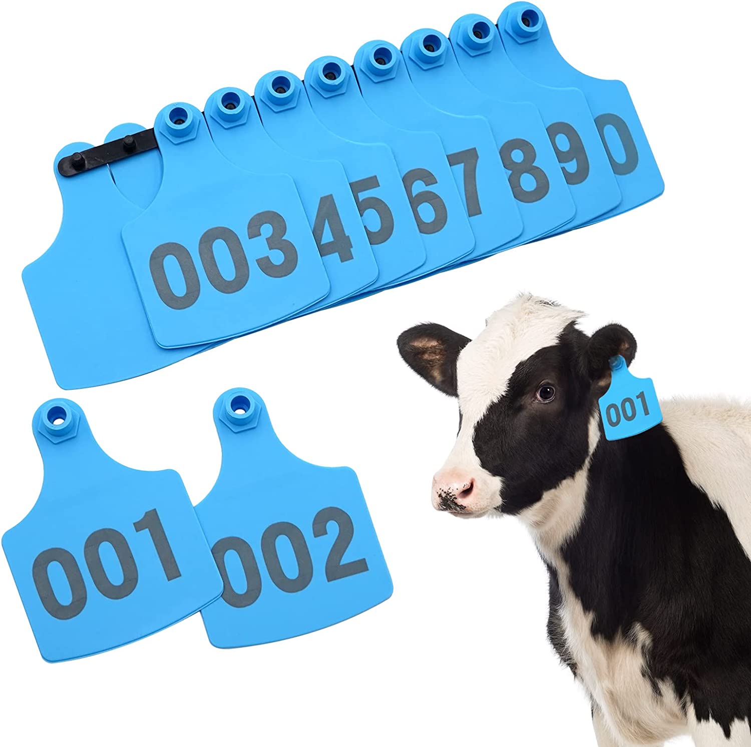 20 Sets Numbered Plastic Livestock Ear Tags for Cattle Pigs Calf Hogs