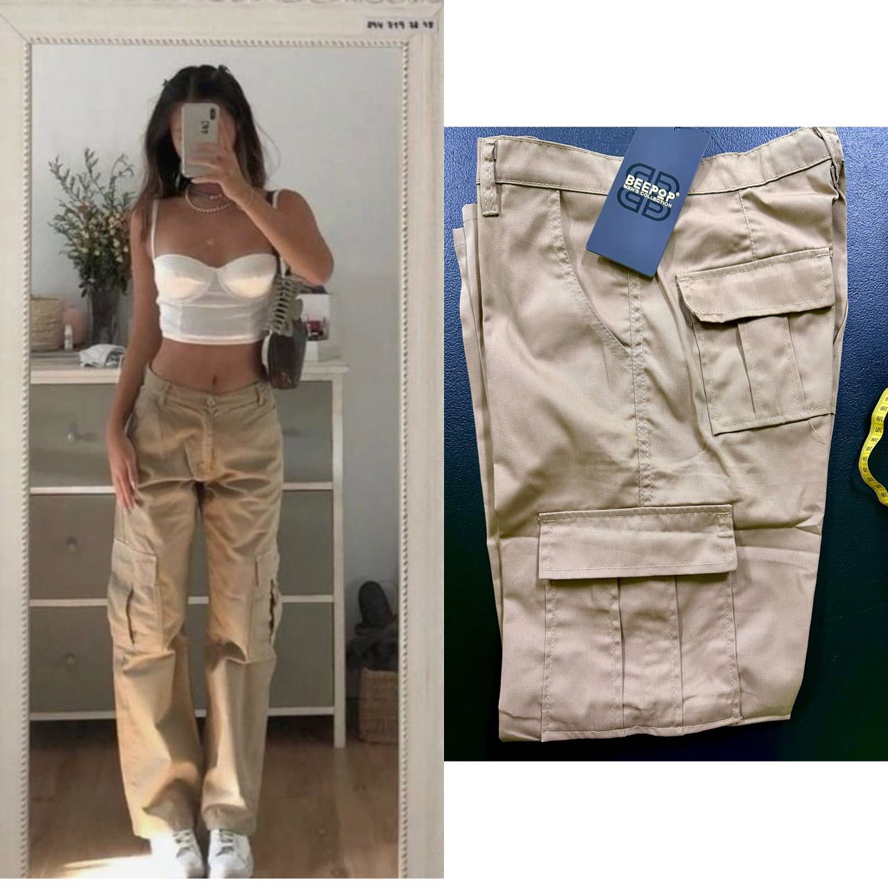 jeans rt 6 Pocket Cargo Pants Straight Cut Pants Casual Baggy Pants Women  Men Korea Wide Leg Pants