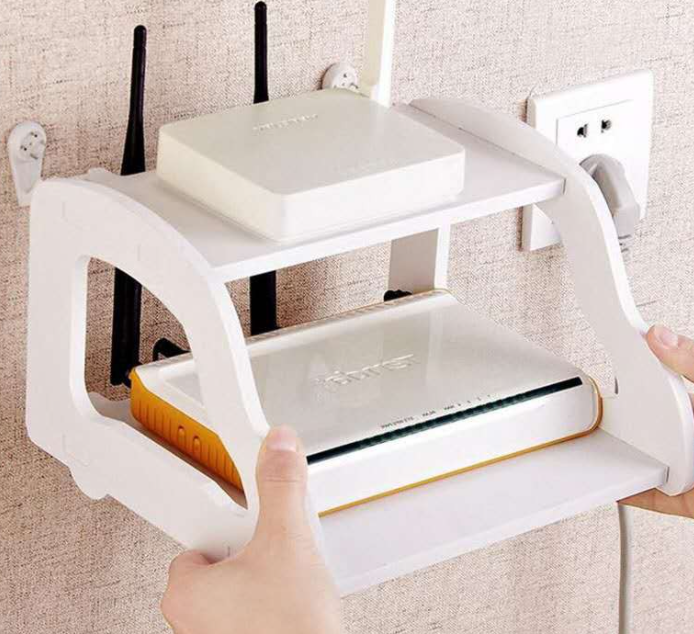 SYB Storage rack display holder double floating wall mount shelf wood