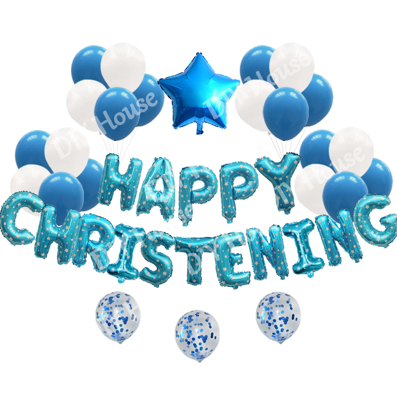 COD 40pcsset Happy Christening Party Decorations Happy Christening