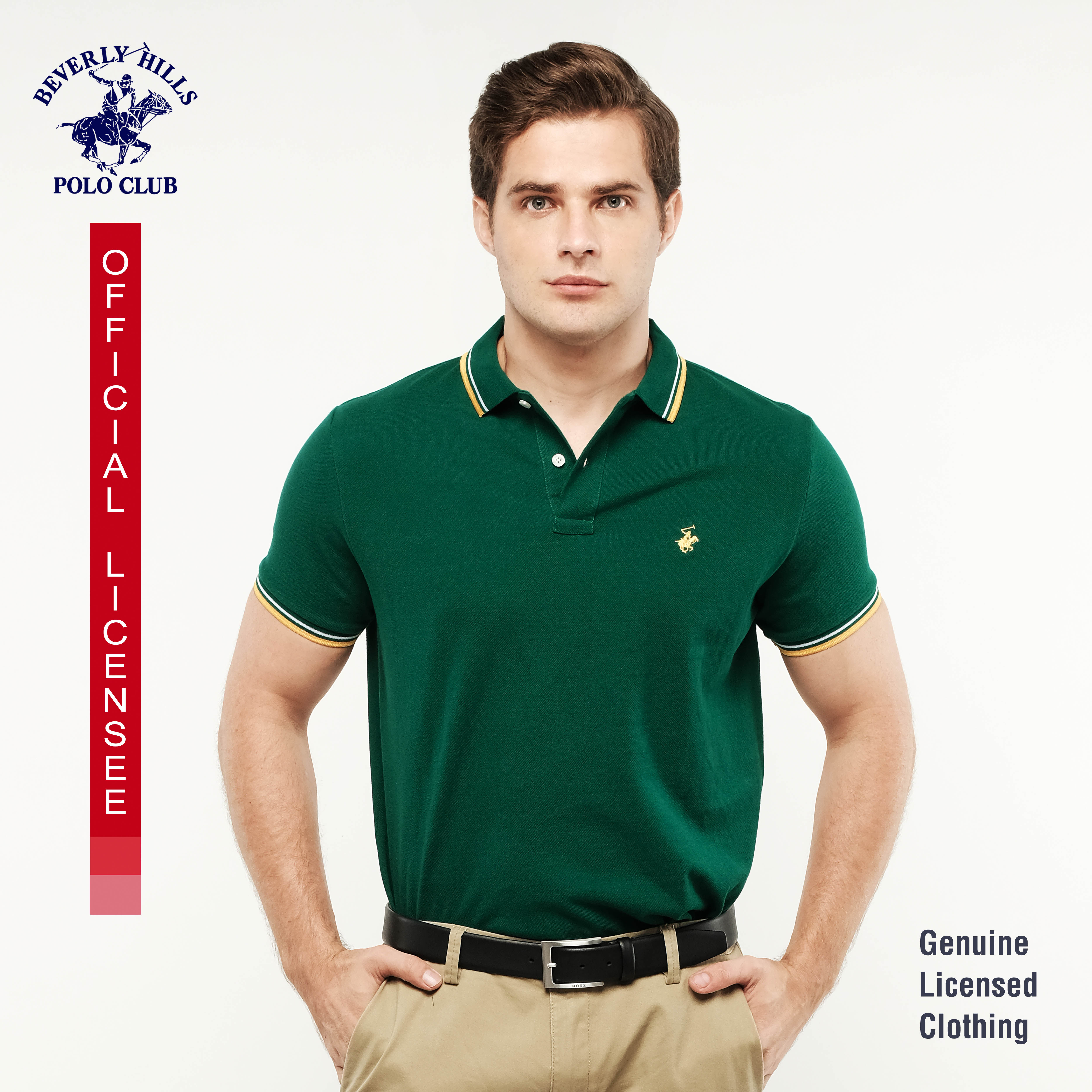 Beverly Hills Polo Club Men's Polo Shirt in Bottle Green 22GTEX153