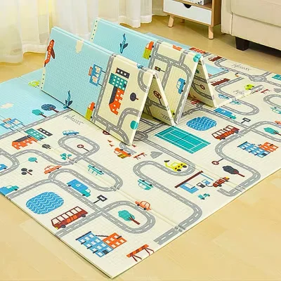 200CM*180CM Extra Large Double-Sided Baby Play Mat Portable Folding Waterproof Anti-Slip Outdoor and Travel Cartoon Printing Pattern Learning Crawling Pad for Toddlers Infants Soft Yoga Mat Picnic Mat