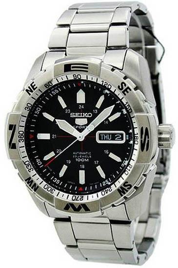 Seiko 5 Sports SNZJ05J1 Automatic Made in Japan Black Dial Hardlex Crystal  Glass Stainless Steel Men's