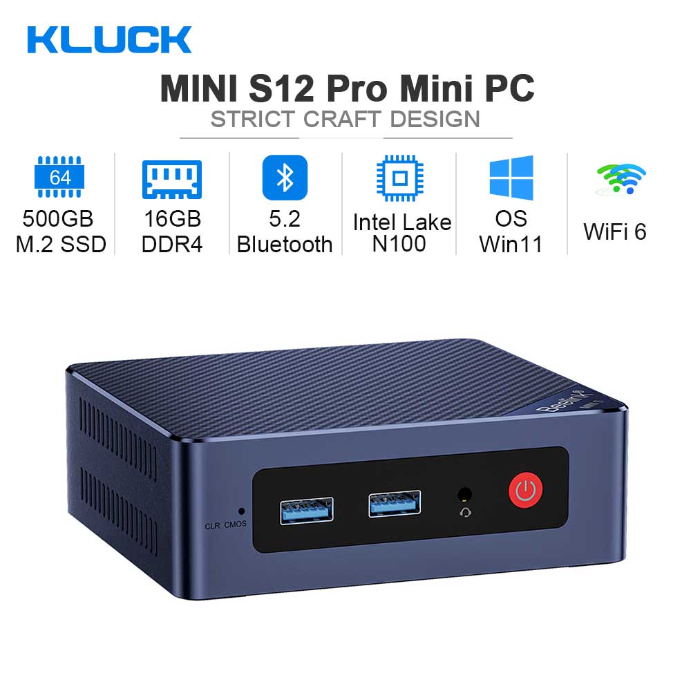 Beelink Mini S12 Pro Mini PC, Intel 12th Gen Alder Lake-N100, 16GB RAM,  500GB SSD, 4K Dual Display, WiFi 6, BT5.2