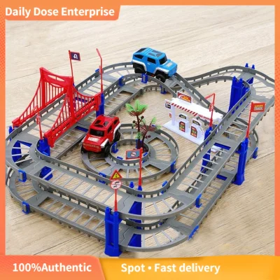 73Pcs SET DIY 3D Electric Rail Speed Car Color Track Racing Car Fun Assemble Toys For Kids