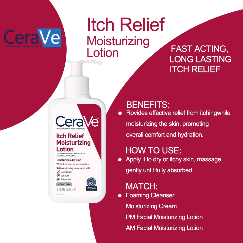 Cerave Itch Relief Moisturizing Lotion 8 Oz 237ml Itch Relief Moisturizing Cream 340g Eczema