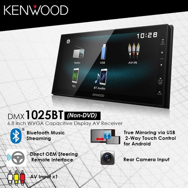 Kenwood 7" Touch Screen Multimedia Bluetooth USB Mirroring with Reverse Camera inout and DVR