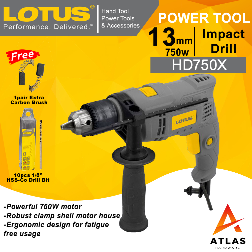 Lotus Impact Drill HD750X w/ Free 10pcs 1/8