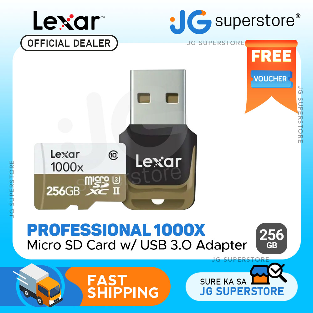 Lexar Professional 256GB 1000x microSDXC UHSII Memory Card with USB 3.