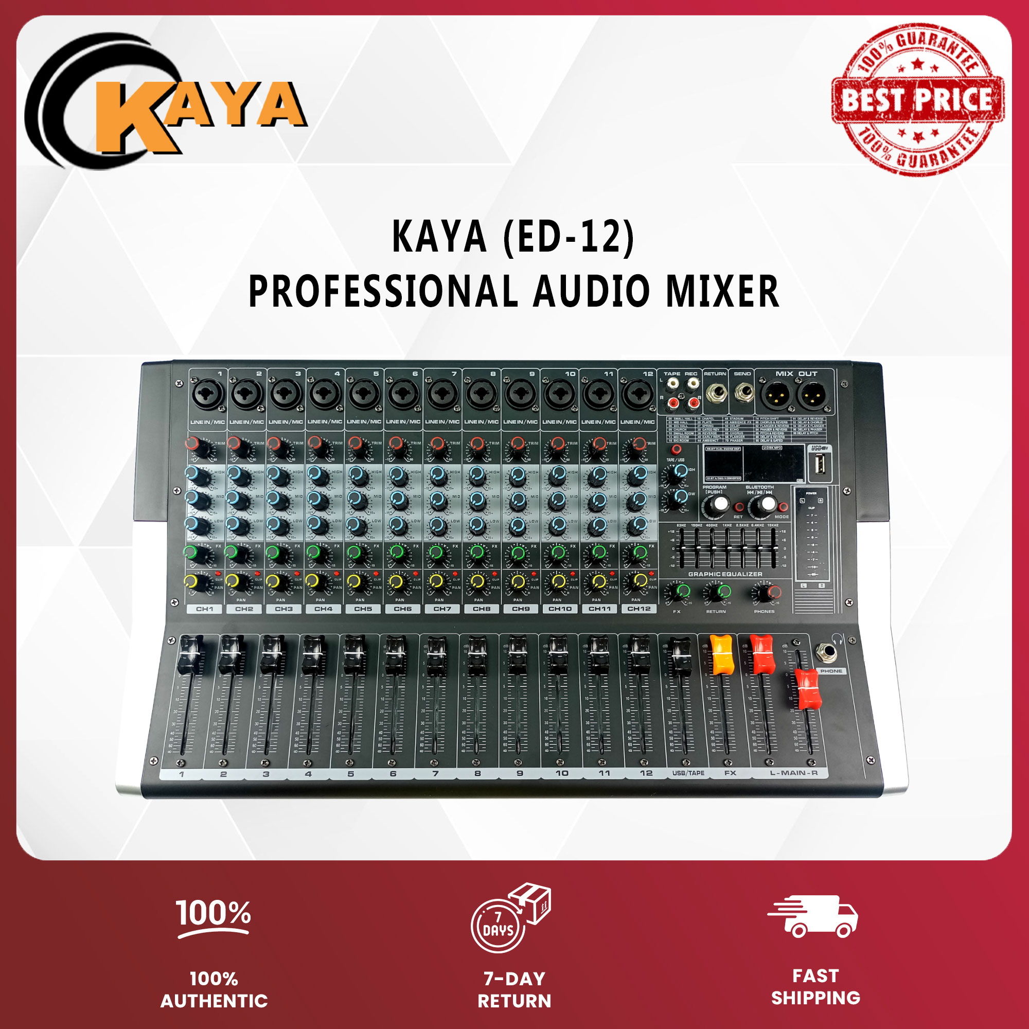 KAYA (ED12) 12 Channel Power Mixer Professional Mixing Console Lazada PH