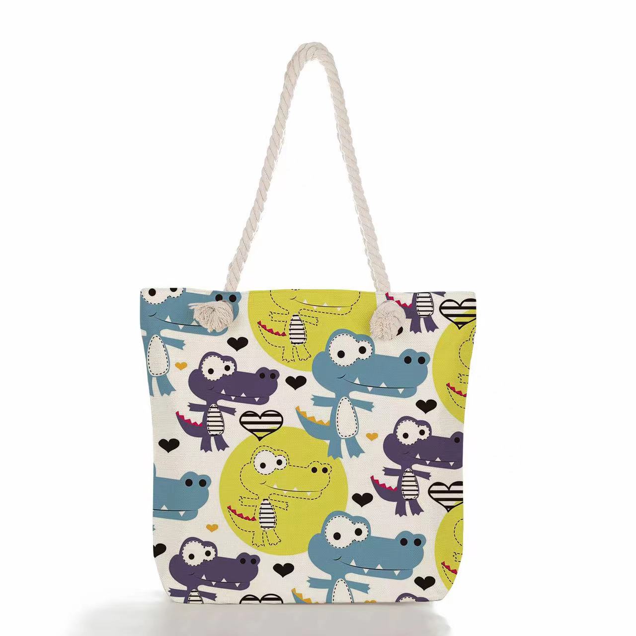 New Fashion Female Tote Bag With Zipper Canvas Cute Shopping Bags For ...