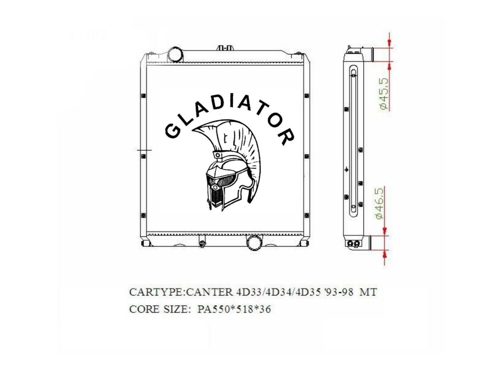 RADIATOR ASSEMBLY ( MC127002 ) FUSO CANTER 93-98 4D33 4D34 4D35 MANUAL ...