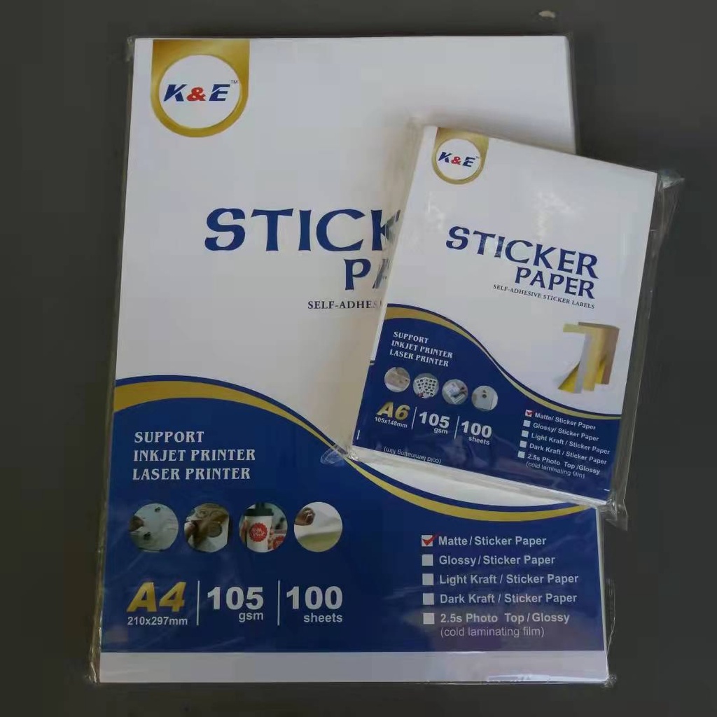 Hot (buy1get1-a6)printable Adhesive A4 Sticker Paper Kraft 100sheets 