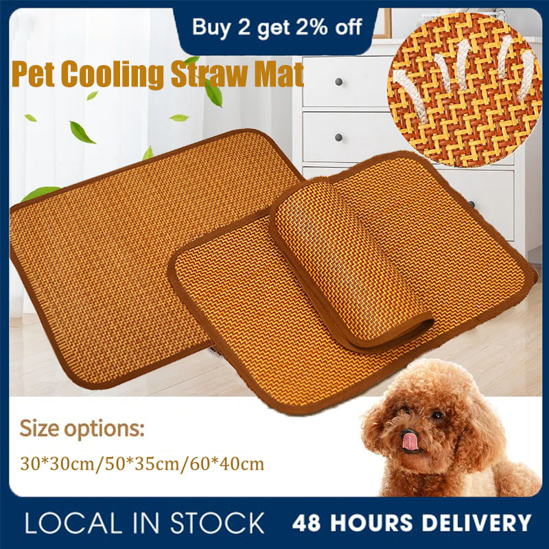 Cat Cooling Pad Straw Bamboo Pet Dog , Large Size Summer Cooling