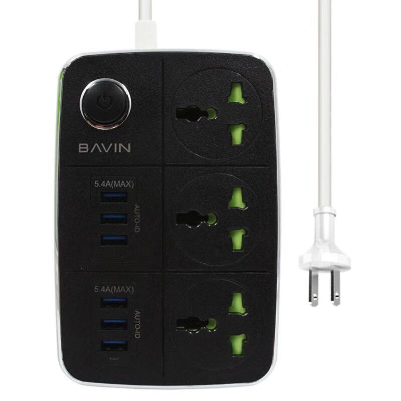 BAVIN PC588 3Outlet Power Strip with USB Charging 6 Ports 5.4A/27W