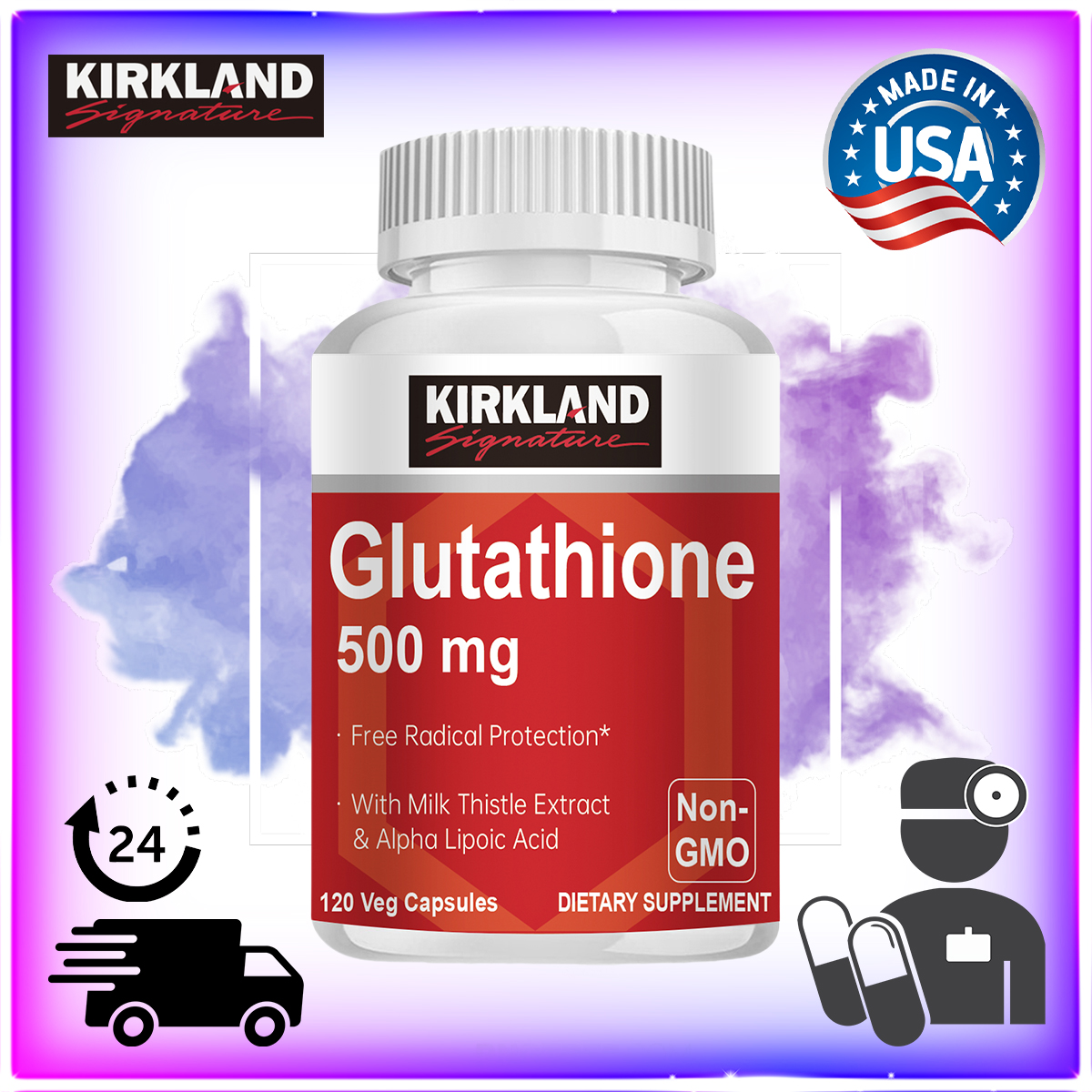 glutathione kirkland Glutathione 500mg Eliminate free radicals in the body and strengthen  immunity Vitamin A Supplement Immune System Support Free Radical  Elimination 120 Capsules Pack - Lazada