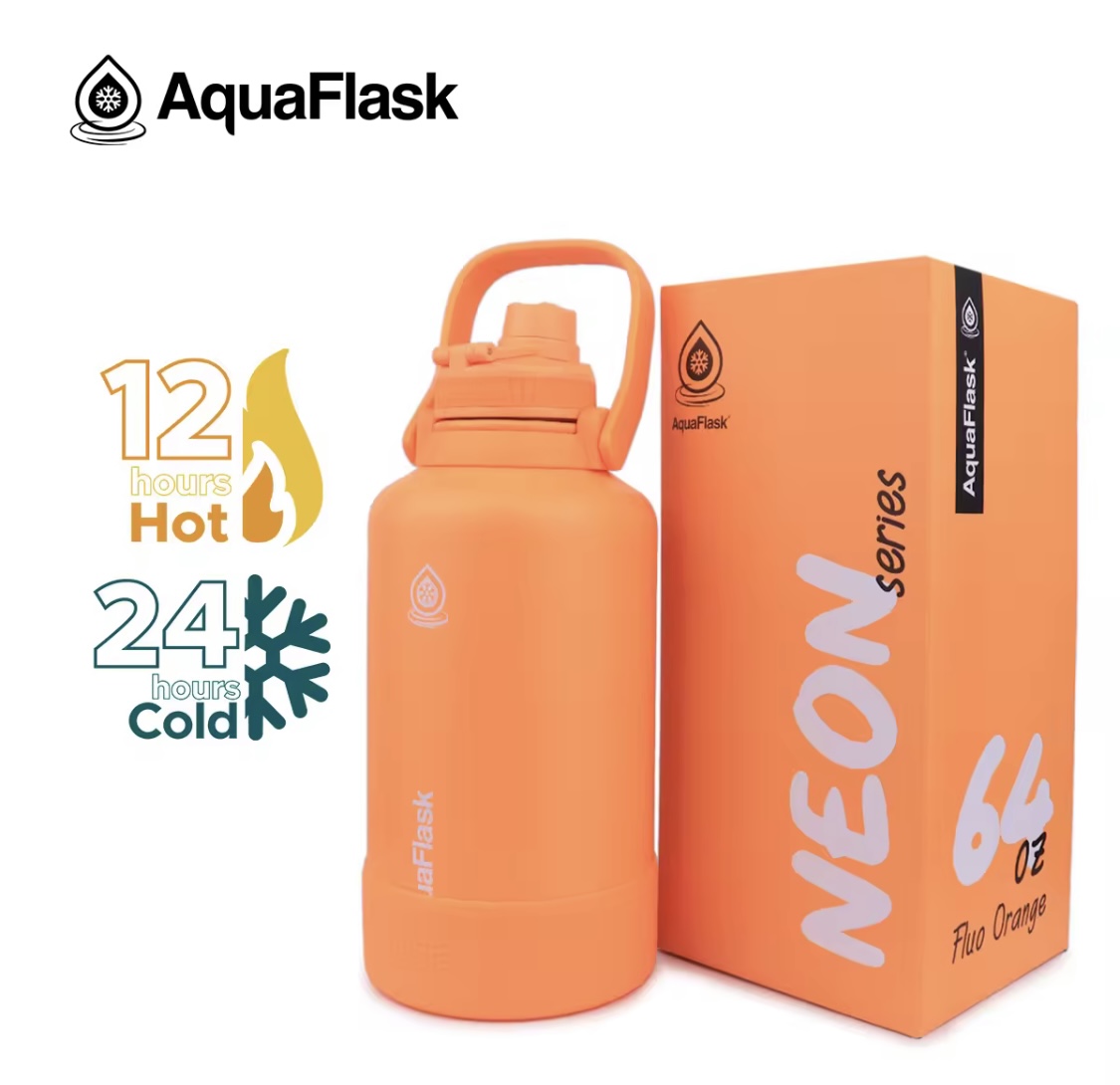 AQUAFLASK 64oz NEON SERIES WIDE MOUTH WITH VACUUM INSULATED STAINLESS ...