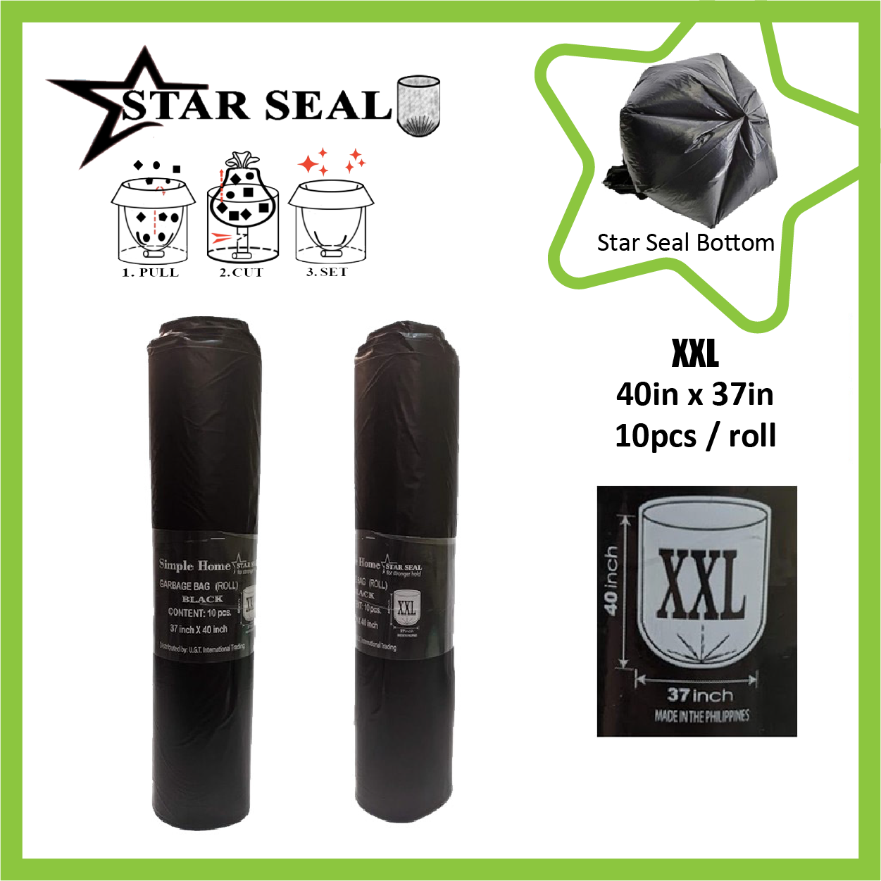 Trash Bag Per Roll, thick and strong for everyday use. Available in Small  Medium Large XL XXL sizes for Garbage Waste Disposal. Heavy Duty. Basura  Makapal.