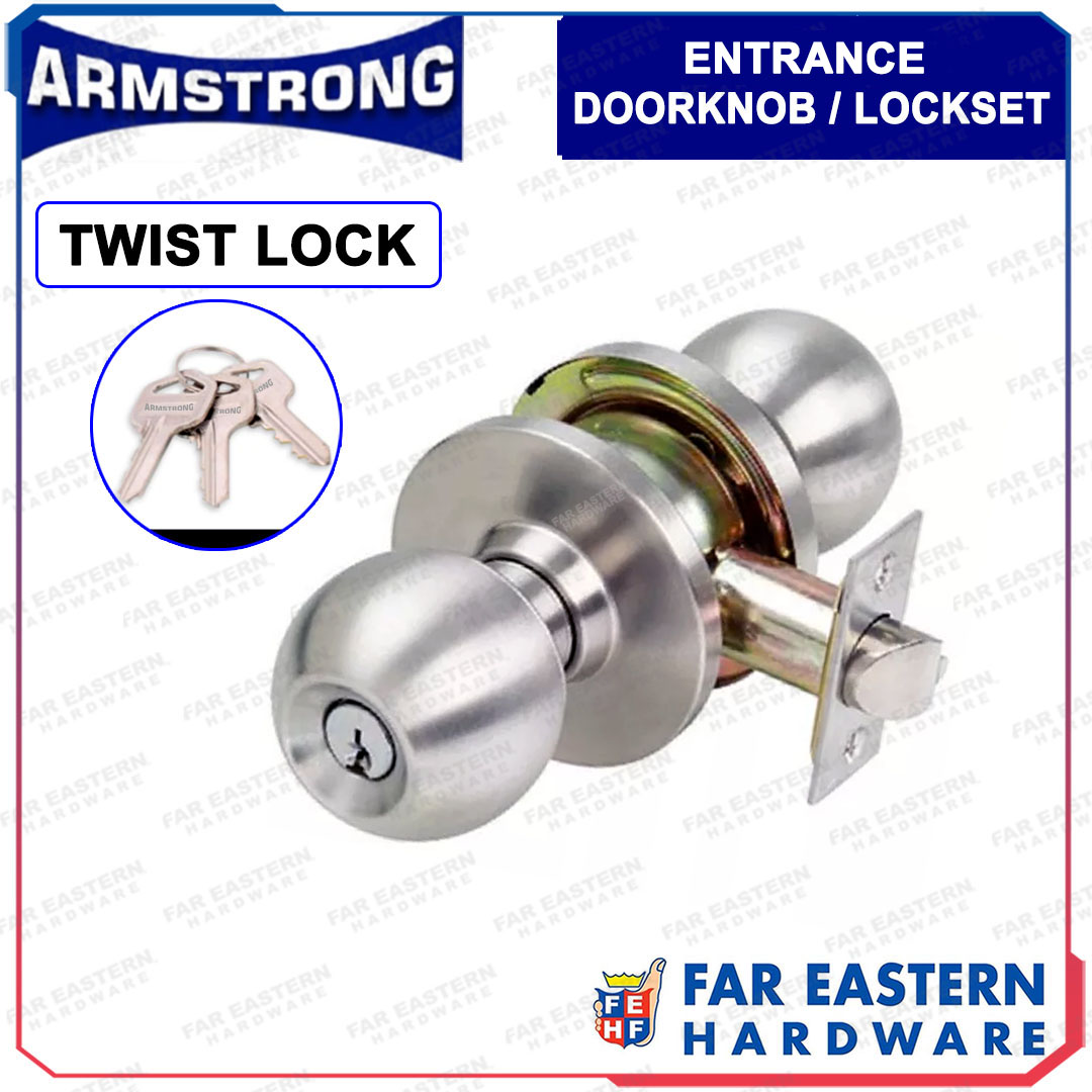ARMSTRONG Entrance Doorknob Twist Lock Lockset Door Knob Set Tubular