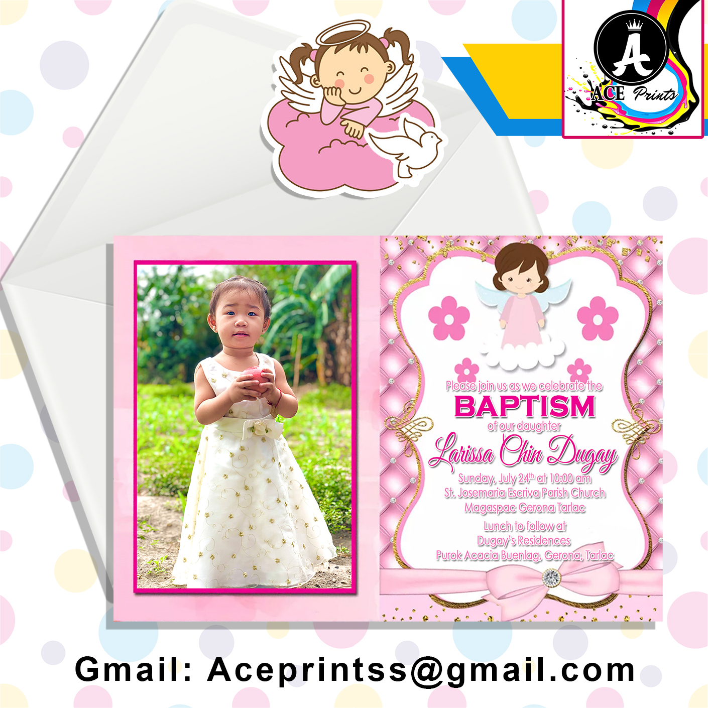 FREE Envelope Invitation Card for Birthday Christening / Baptism