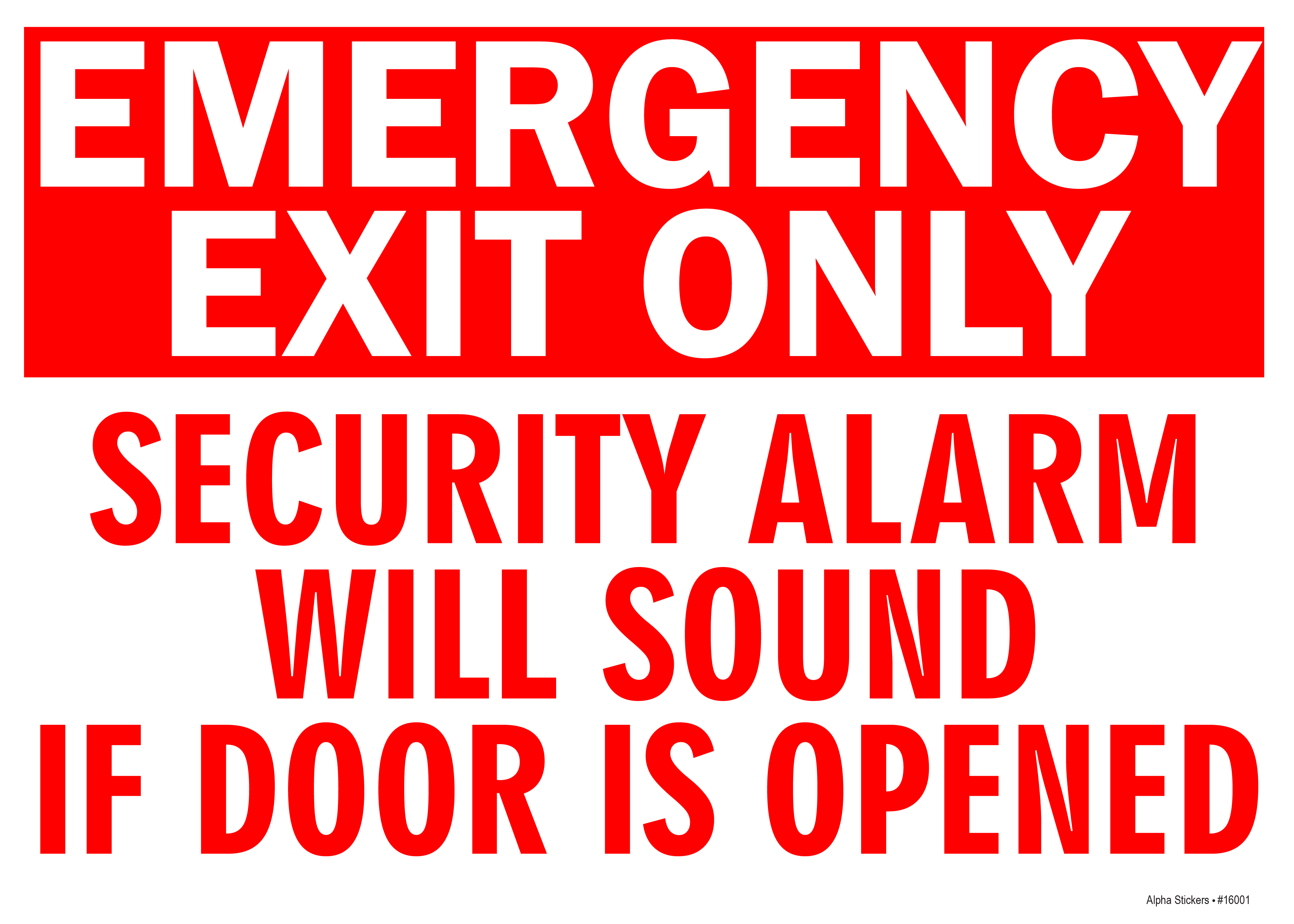 Emergency Exit Only Sign Vinyl Sticker Size 14