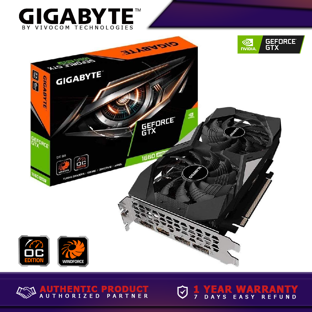 Gigabyte GV-N166SOC-6GD GeForce GTX 1660 SUPER OC 6G Graphics Card, 2X  Windforce Fans, 6GB 192-bit GDDR6, Video Card
