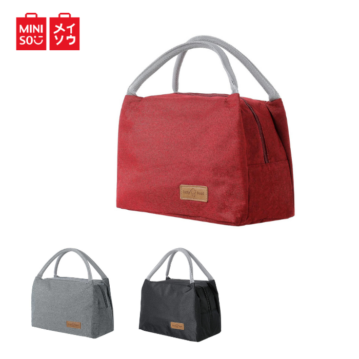 MINISO Reusable Insulated Lunch Bag Waterproof Cooler Tote Bento Bags, Red  