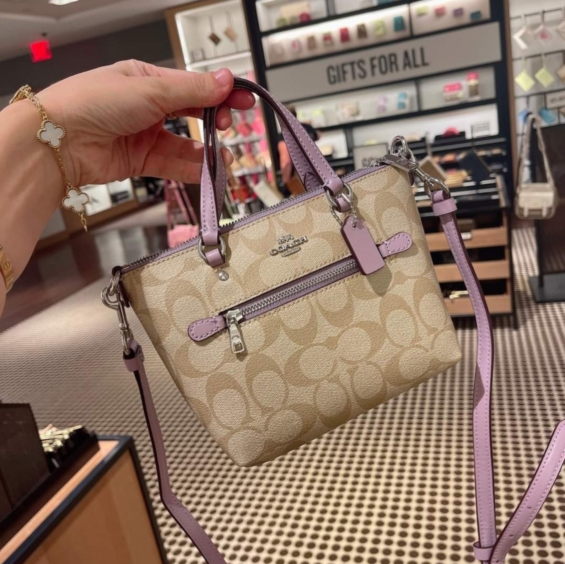 Coach CA721 Mini Gallery Crossbody Bag in Light Khaki Signature Coated  Canvas and Soft Lilac Smooth Leather - Women's Bag with Detachable Strap