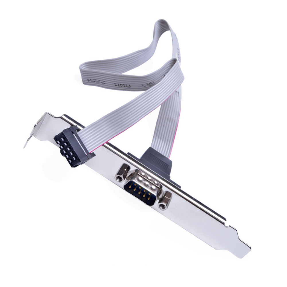 40cm Motherboard RS232 DB9 Pin COM Port Ribbon Serial Cable Connector BracketDesktop Com Port Baffle 9-Pin Serial Port Motherboard Chassis Extended Rs232 Interface